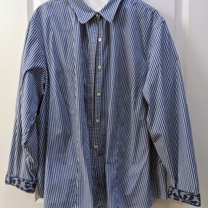 Talbot's Blue Striped Stretch Blouse Size 20W